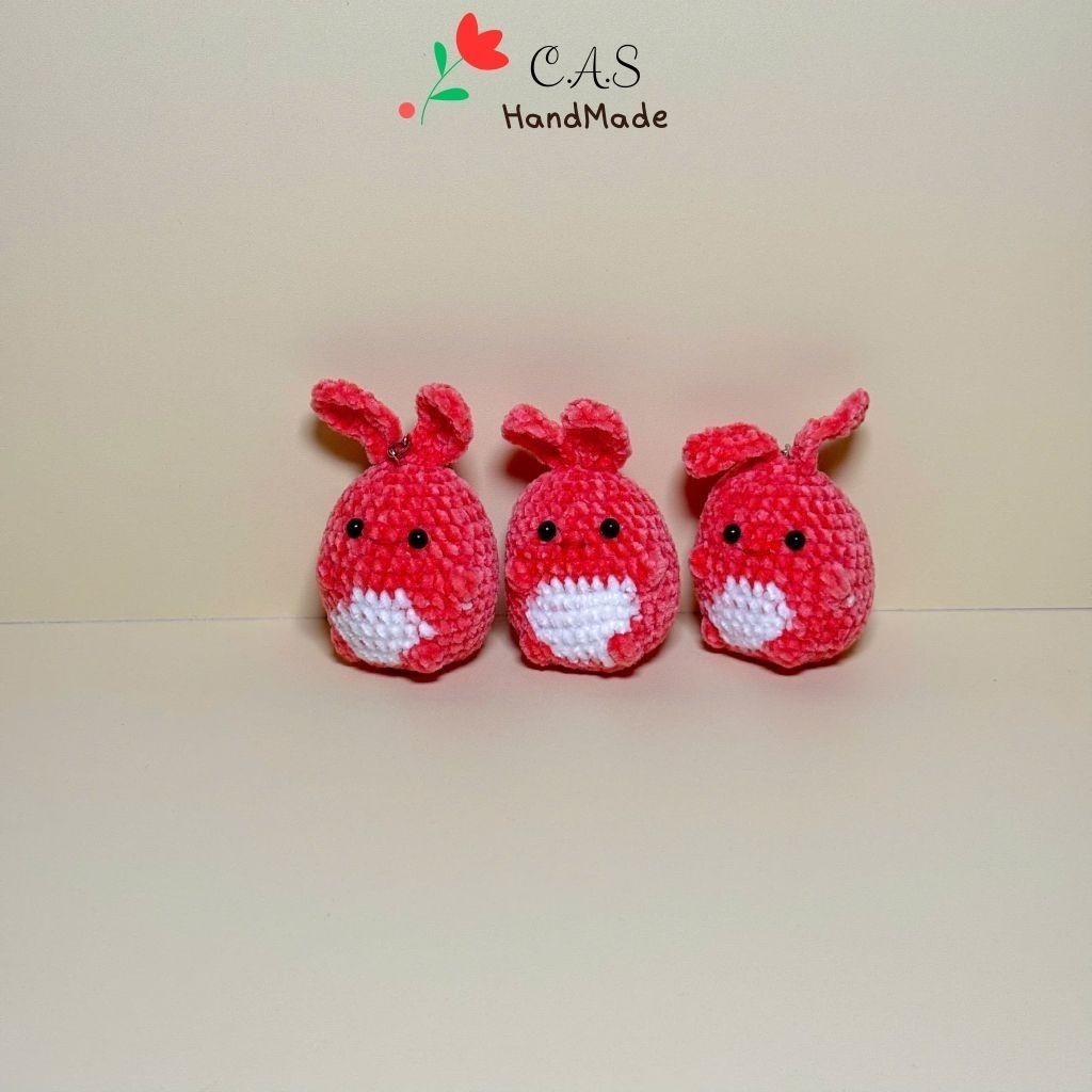 [Có sẵn] Móc khóa len bé thỏ và ếch handmade sợi len nhung siêu đáng yêu móc chìa khóa