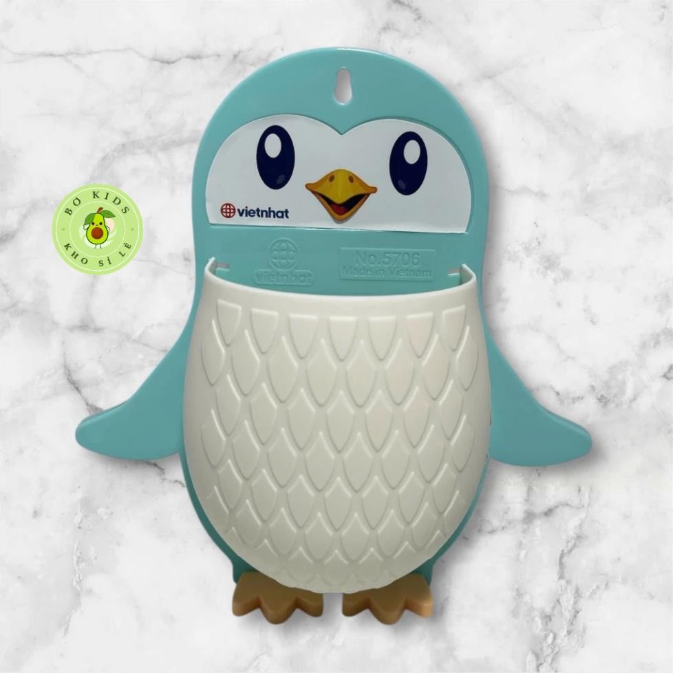khay đựng đồ dán tường hình chim cánh cụt cute nhựa Việt Nhật (5706) khay để đồ nhà tắm cắm bàn chải VN AMIZIN