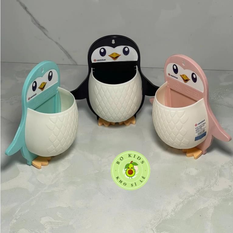 khay đựng đồ dán tường hình chim cánh cụt cute nhựa Việt Nhật (5706) khay để đồ nhà tắm cắm bàn chải VN AMIZIN