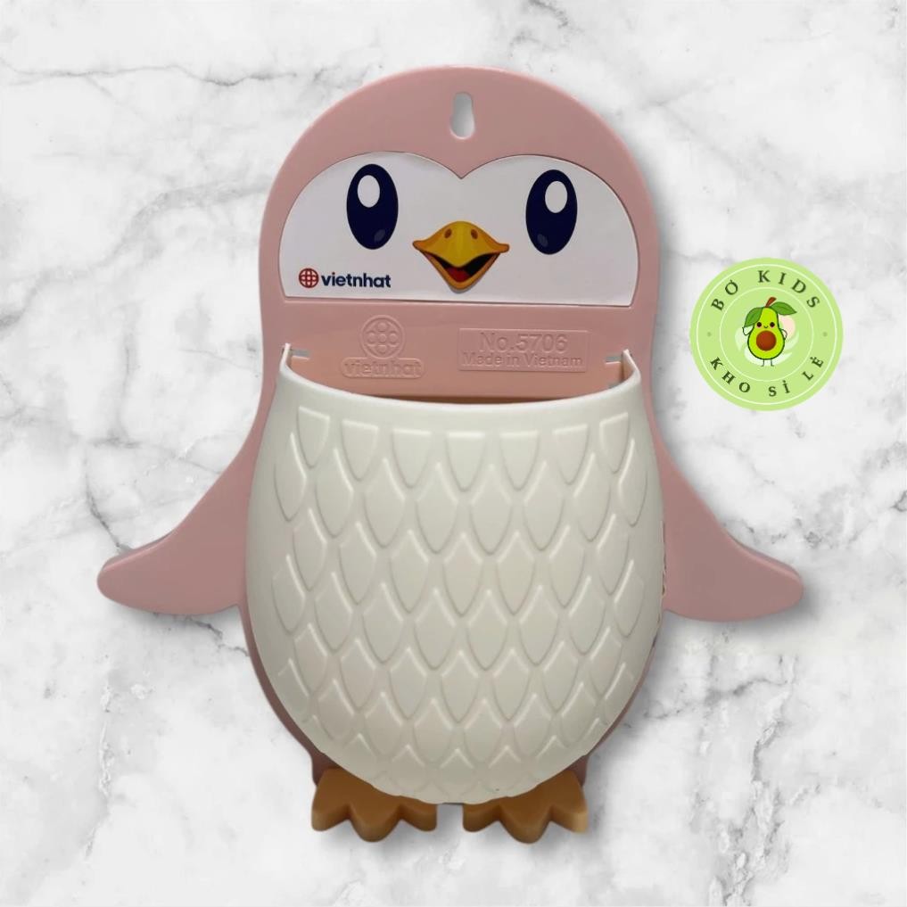 khay đựng đồ dán tường hình chim cánh cụt cute nhựa Việt Nhật (5706) khay để đồ nhà tắm cắm bàn chải VN AMIZIN