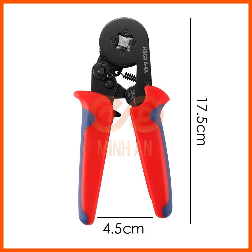 .Kìm bấm cos vuông HSC8 6-4A tự động điều chỉnh, đi kèm 1250 đầu cos cho nhiều loại cos ống tròn, pin ntt95