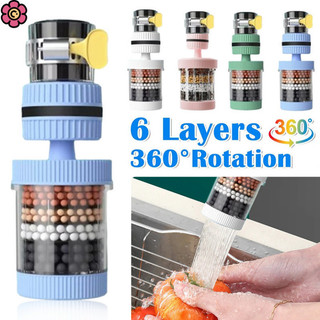 Đầu vòi lọc nước 6 lớp MỚI 360° Xoay vòi đa năng Máy sục khí Splash Vòi trộn Bubbler cho phòng tắm nhà bếp 🌸