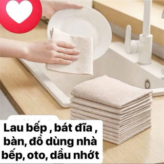Sét 10 khăn lau sơ mướp 2 mặt thấm hút dầu tốt dày dặn, khăn lau đa năng an toàn 🌸🌸🌸