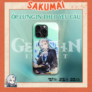 Ốp Anime, Ốp Lưng Genshin Impact Neuvilette Cực Ngầu Kính Cao Cấp,Bảo Vệ Camera iP X/XS/XR/11/12/13/14/15/16 - SakuMai