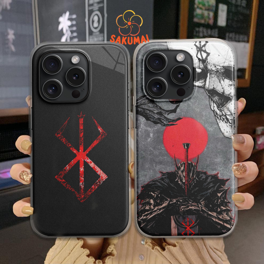 Ốp Lưng, Ốp Lưng Iphone Berserk Kính Cường Lực Cạnh Vuông, Chống Sốc, Bảo Vệ Camera 16promax/ 16pro/ 16plus/16 - SakuMai