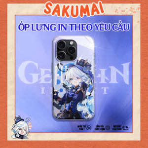 Ốp Anime, Ốp Lưng iPhone Genshin Impact Furina Mặt Kính Cao Cấp,Bảo Vệ Camera iP X/XS/XR/11/12/13/14/15/16/Pro - SakuMai