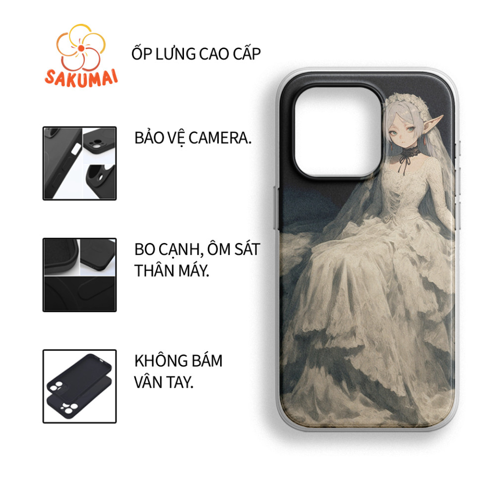 Ốp Lưng, Ốp Lưng Iphone Anime Frieren Kính Cao Cấp , Siêu Chống Sốc, Bảo Vệ Camera - iP X/XS/XR/11/12/13/14/15 - SakuMai