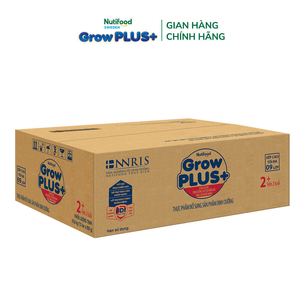 Sữa Bột Nutifood GrowPLUS+ Biếng Ăn (Xanh) 2+ - Tăng Cân Khỏe Mạnh (Lon 900g)