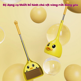 Bộ Đồ Chơi Chổi Quét Nhà Cho Bé Kèm Hót Rác Hình Vịt Vàng Dễ Tháo Lắp – Đồ Chơi Hốt Rác Mini Cho Trẻ Em -POPITOYS
