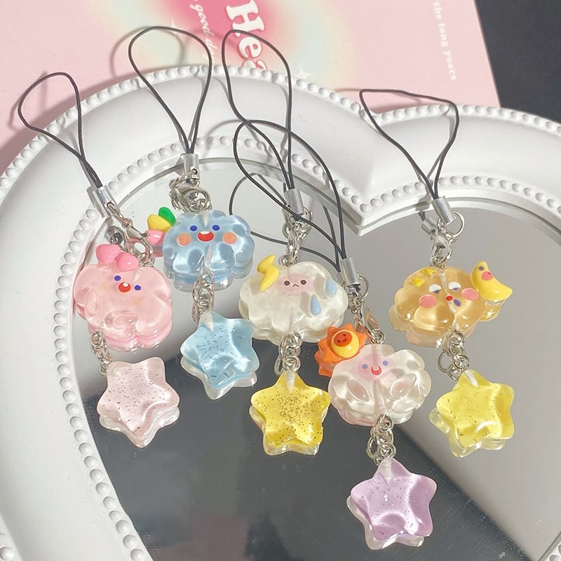 🍭Candy🍭Dây Đeo Điện Thoại Màu Kẹo Ngọt Hình Đám Mây Ngôi Sao Đám Mây Hoạt Hình Đáng Yêu Cho Nữ