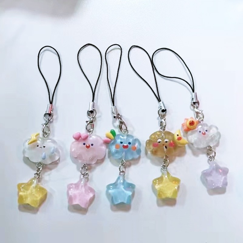 🍭Candy🍭Dây Đeo Điện Thoại Màu Kẹo Ngọt Hình Đám Mây Ngôi Sao Đám Mây Hoạt Hình Đáng Yêu Cho Nữ