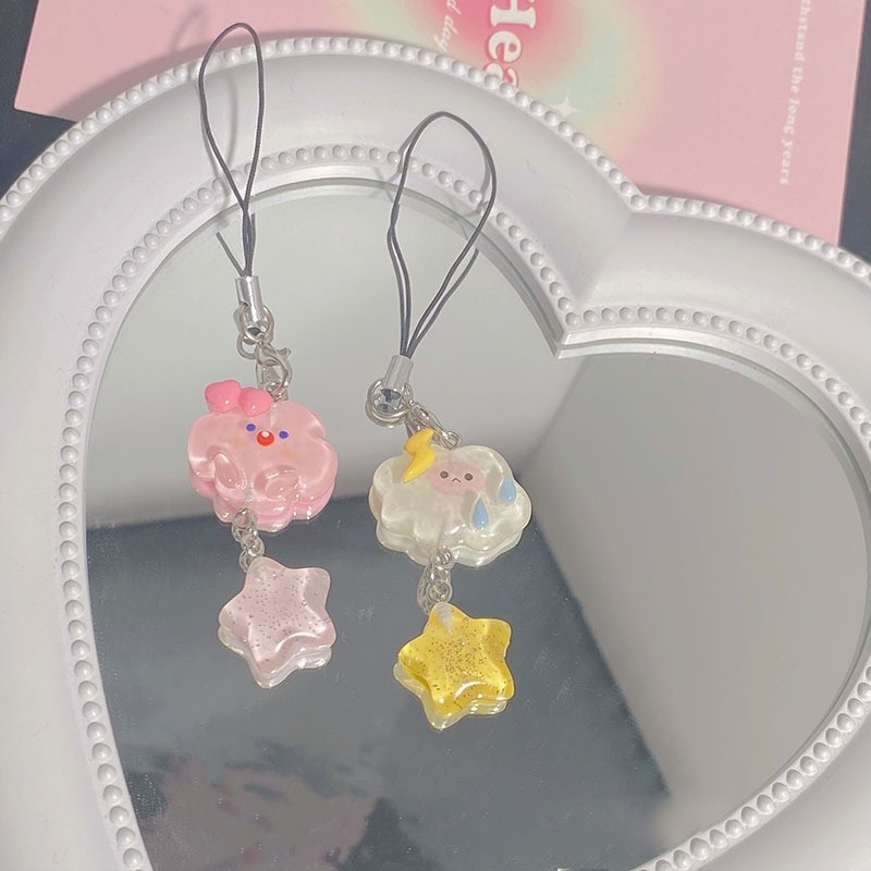 🍭Candy🍭Dây Đeo Điện Thoại Màu Kẹo Ngọt Hình Đám Mây Ngôi Sao Đám Mây Hoạt Hình Đáng Yêu Cho Nữ