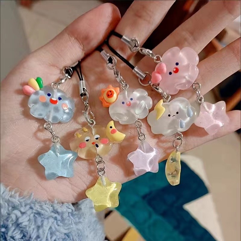 🍭Candy🍭Dây Đeo Điện Thoại Màu Kẹo Ngọt Hình Đám Mây Ngôi Sao Đám Mây Hoạt Hình Đáng Yêu Cho Nữ