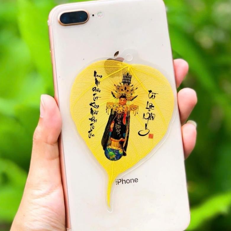 <Đã Khai Quang> Lá Bồ Đề Hình Diêu Trì Kim Mẫu trang trí ốp lưng, xe hơi, bóp - Lá Bồ Đề Tự Nhiên Nguyên Bản