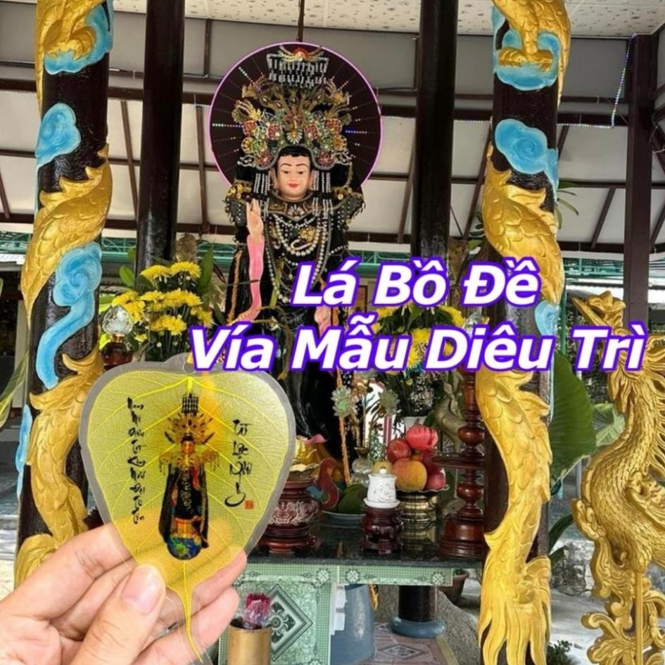 <Đã Khai Quang> Lá Bồ Đề Hình Diêu Trì Kim Mẫu trang trí ốp lưng, xe hơi, bóp - Lá Bồ Đề Tự Nhiên Nguyên Bản