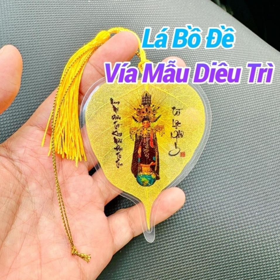 <Đã Khai Quang> Lá Bồ Đề Hình Diêu Trì Kim Mẫu trang trí ốp lưng, xe hơi, bóp - Lá Bồ Đề Tự Nhiên Nguyên Bản
