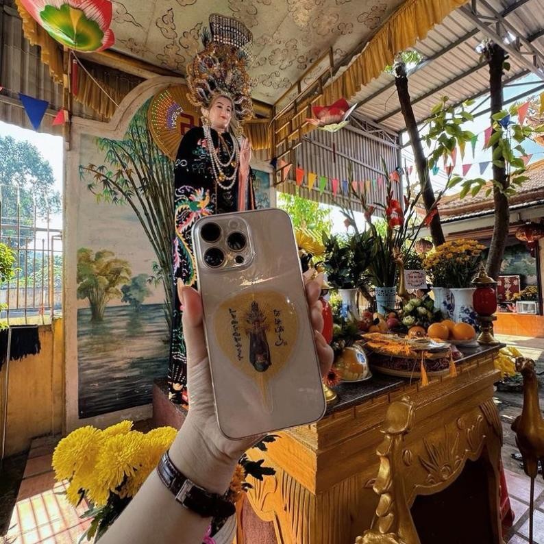 <Đã Khai Quang> Lá Bồ Đề In Mẫu Diêu Trì Trang Trí Ốp Điện Thoại Decor Phone