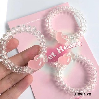 🌺xinyia🌺Dây Cột Tóc Trong Suốt Họa Tiết Trái Tim Nhỏ Xinh Cho Nữ