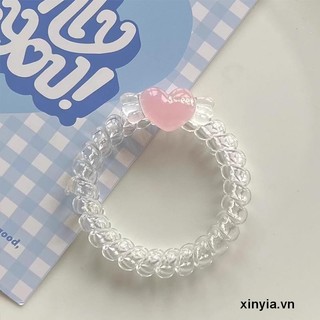 🌺xinyia🌺Dây Cột Tóc Trong Suốt Họa Tiết Trái Tim Nhỏ Xinh Cho Nữ
