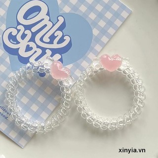 🌺xinyia🌺Dây Cột Tóc Trong Suốt Họa Tiết Trái Tim Nhỏ Xinh Cho Nữ