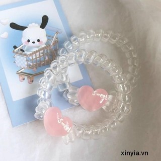 🌺xinyia🌺Dây Cột Tóc Trong Suốt Họa Tiết Trái Tim Nhỏ Xinh Cho Nữ