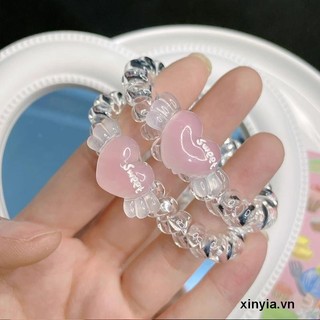 🌺xinyia🌺Dây Cột Tóc Trong Suốt Họa Tiết Trái Tim Nhỏ Xinh Cho Nữ