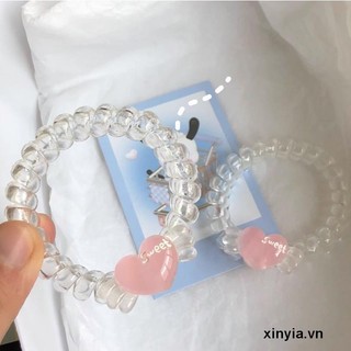 🌺xinyia🌺Dây Cột Tóc Trong Suốt Họa Tiết Trái Tim Nhỏ Xinh Cho Nữ