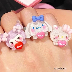 🌺xinyia🌺SANRIO Nhẫn Hình Chú Chó Cinnamon Dễ Thương Có Thể Điều Chỉnh Kulomi Cho Nữ
