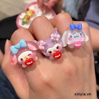 🌺xinyia🌺SANRIO Nhẫn Hình Chú Chó Cinnamon Dễ Thương Có Thể Điều Chỉnh Kulomi Cho Nữ