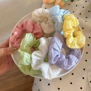 🌺xinyia🌺dây buộc tóc phụ kiện tóc scrunchies cột tóc dây cột tóc buộc tóc Dây Buộc Tóc Cao Su Xếp Ly Màu Trơn Kiểu Pháp Dễ Thương Cho Nữ