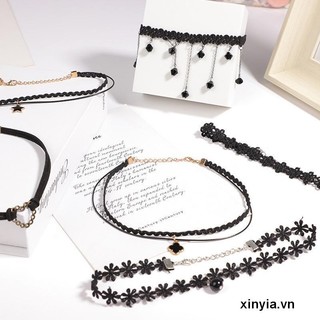 🌺xinyia🌺Vòng Cổ Choker Bằng Da Phối Nhung Phong Cách Gothic Cổ Điển Cho Nữ