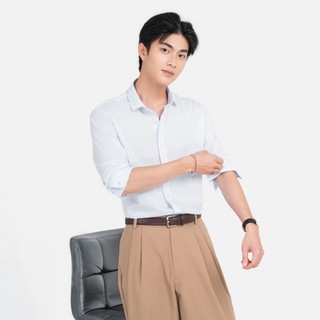 3PhầnTư - Áo Sơ Mi Nam Trơn Dáng Regular Tay Dài Vải Knit Co Giãn Ít Nhăn, Thoáng Khí, Nhanh Khô - TSTM24002