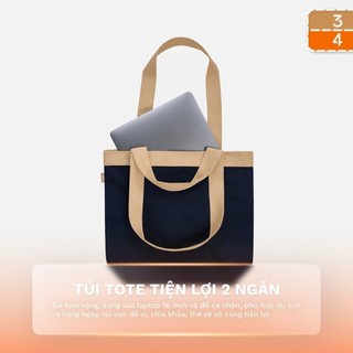 3PhầnTư - Túi Tote Mini Nam Nữ Vải Cotton Pha Nylon Mini Phối Màu Dễ Giặt Giũ - ATTU24002