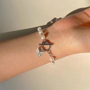 ✨xinyia✨Vòng tay chuỗi hạt ngọc trai mặt hình bướm phong cách Hàn Quốc cổ điển cho nữ