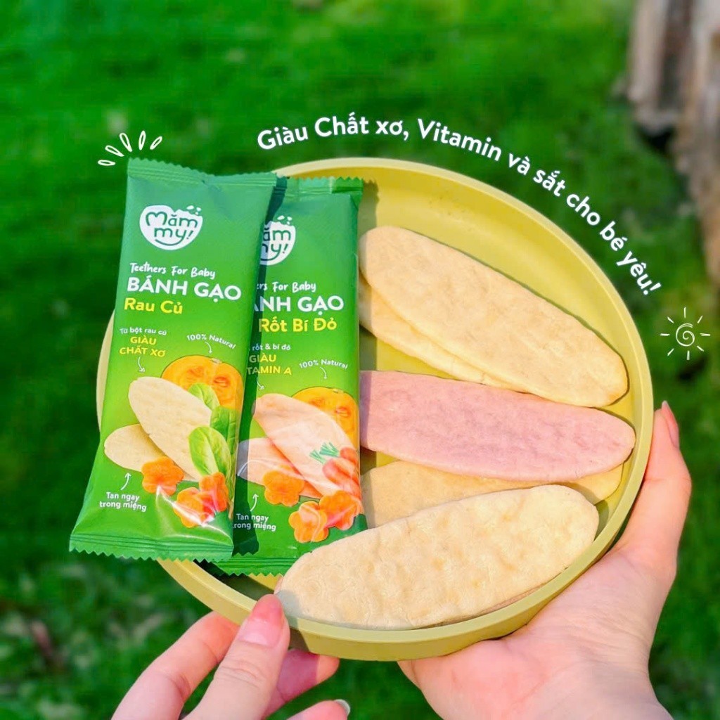 Ảnh Bánh ăn dặm gạo dẹt rau củ Mămmy giúp bé tập nhau bổ sung dinh dưỡng, hỗ trợ tiêu hóa cho bé 7 tháng 1