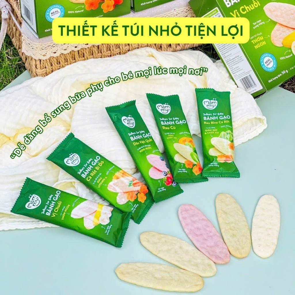 Ảnh Bánh ăn dặm gạo dẹt rau củ Mămmy giúp bé tập nhau bổ sung dinh dưỡng, hỗ trợ tiêu hóa cho bé 7 tháng 3