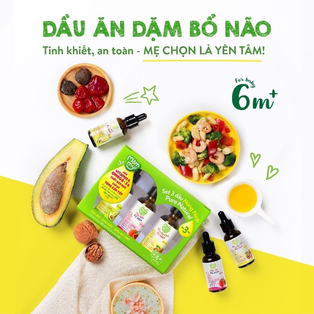 Ảnh Combo 3 dầu ăn dặm bổ não 30ml Mămmy bổ sung DHA và Omega 3 giúp bé phát triển trí não, thông minh 3