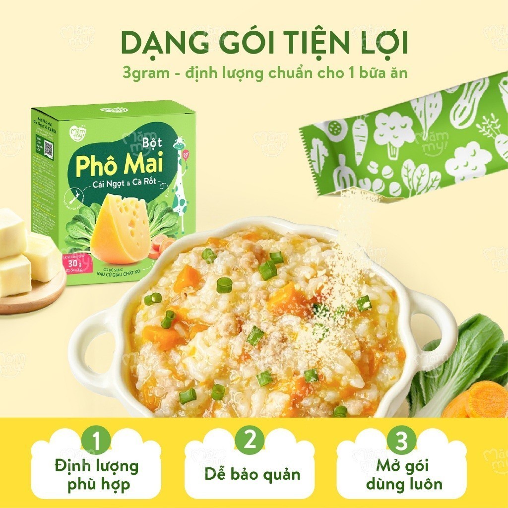 Ảnh Phô mai rau củ Mămmy dạng bột kết hợp với rau củ tự nhiên bổ sung canxi và chất xơ cho bé 6 tháng 4