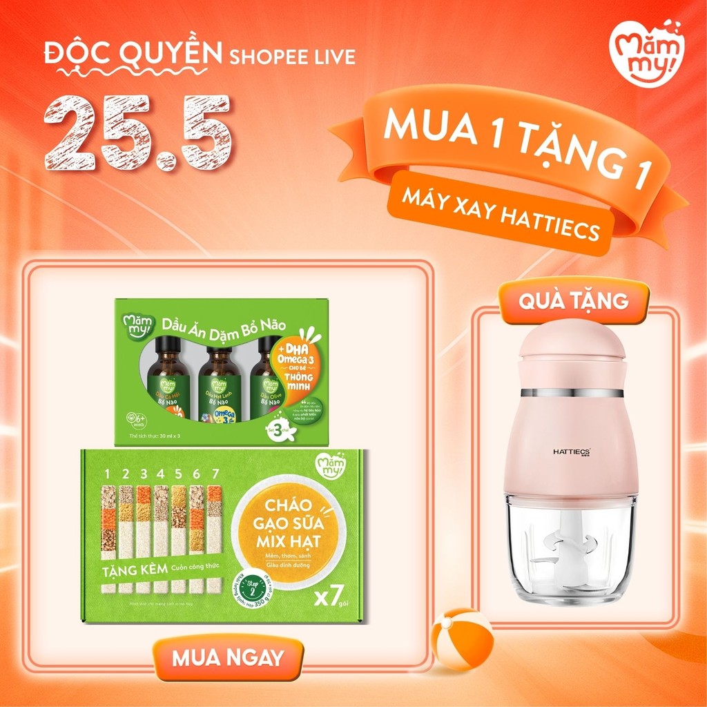 Ảnh Combo Khởi đầu gồm hộp 7 cháo gạo mix Mămmy, 3 dầu 30ml giàu dinh dưỡng cho bé từ 6 - 8 tháng 1