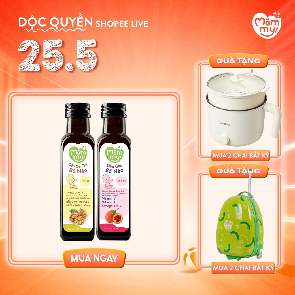 Ảnh Combo 2 dầu ăn dặm Mămmy bổ sung DHA, Omega 3-6-9, Vitamin A, E cho bé 6th giúp hỗ trợ phát triển não bộ, chai 100ml 1