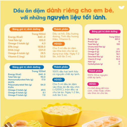 Ảnh Combo 3 dầu ăn dặm bổ não 30ml Mămmy, dầu Olive, dầu cá hồi, dầu hạt lanh bổ não cho bé 6 tháng 4