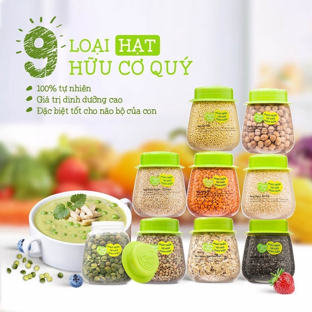Ảnh Tổng hợp hạt ăn dặm hữu cơ Mămmy loại 1 cho bé gồm hạt đậu lăng, đậu gà, diêm mạch, kiều mạch, kê nếp, yến mạch... 3