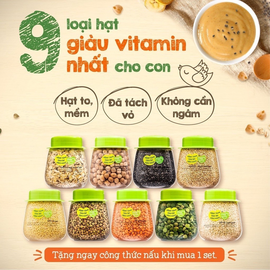 Ảnh Tổng hợp hạt ăn dặm hữu cơ Mămmy loại 1 cho bé gồm hạt đậu lăng, đậu gà, diêm mạch, kiều mạch, kê nếp, yến mạch... 2