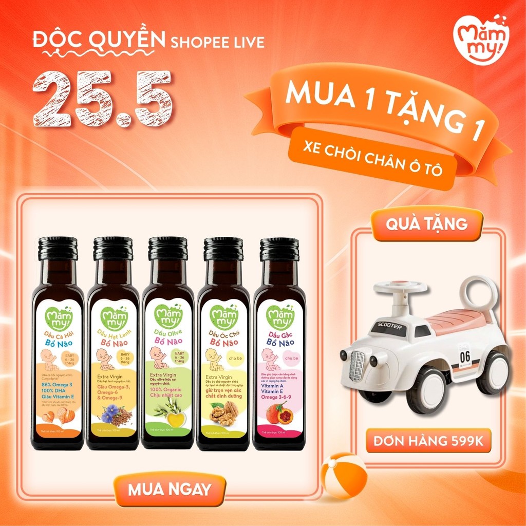 Ảnh Dầu ăn dặm bổ não Mămmy 100ml bổ sung DHA, Omega 3 bé từ 6 tháng giúp phát triển não bộ, thông minh 1