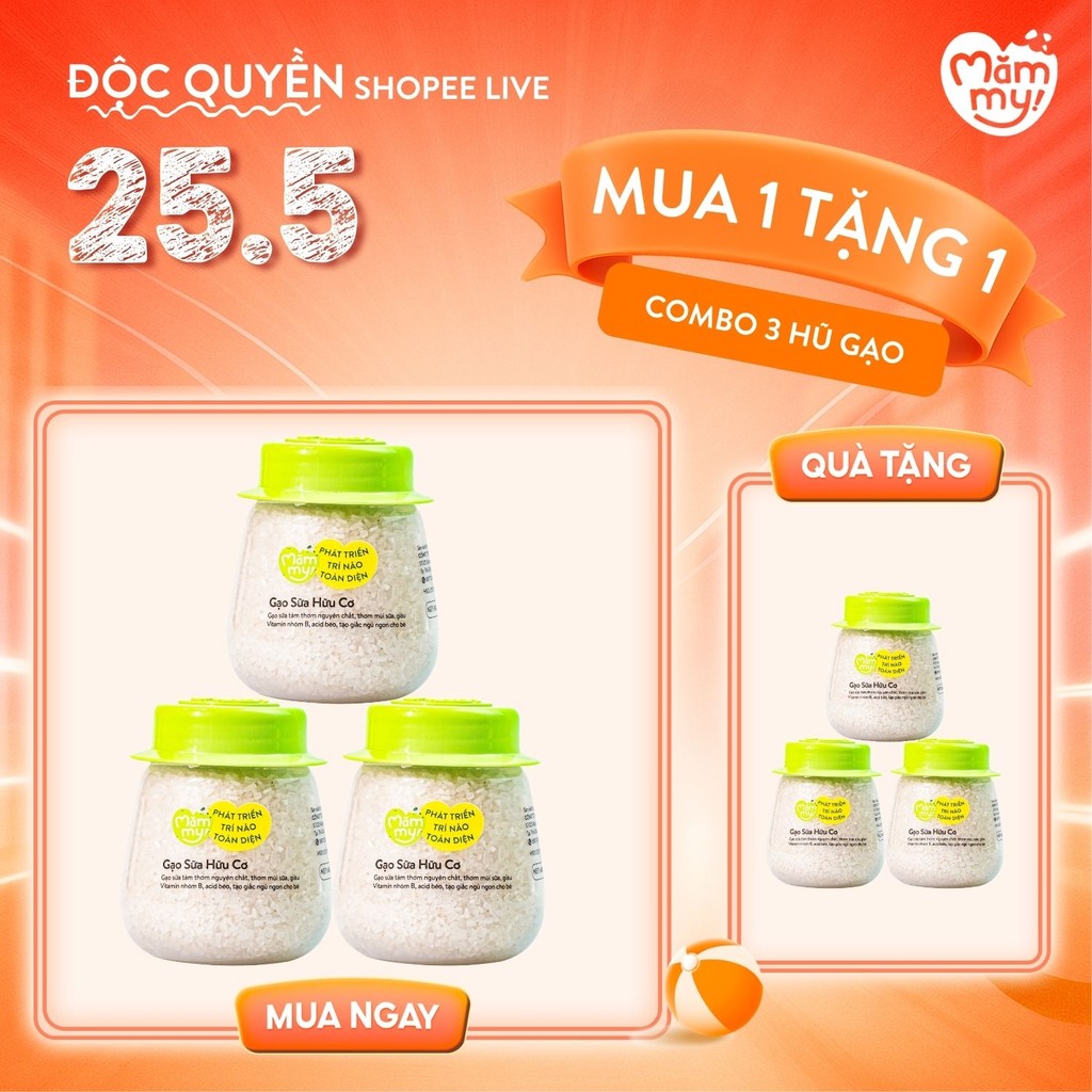 Ảnh Combo 3 hũ gạo sữa hữu cơ Mămmy nấu cháo cho bé ăn dặm, hũ 140gr 1