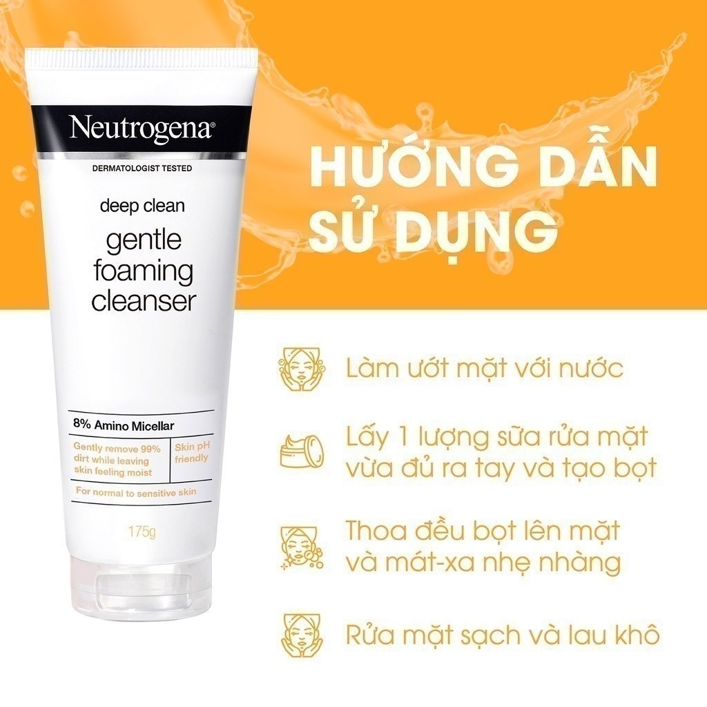 Ảnh Sữa rửa mặt Sạch Sâu Lành Tính Neutrogena Deep Clean Gentle Foaming Cleanser 100g & 150g 2