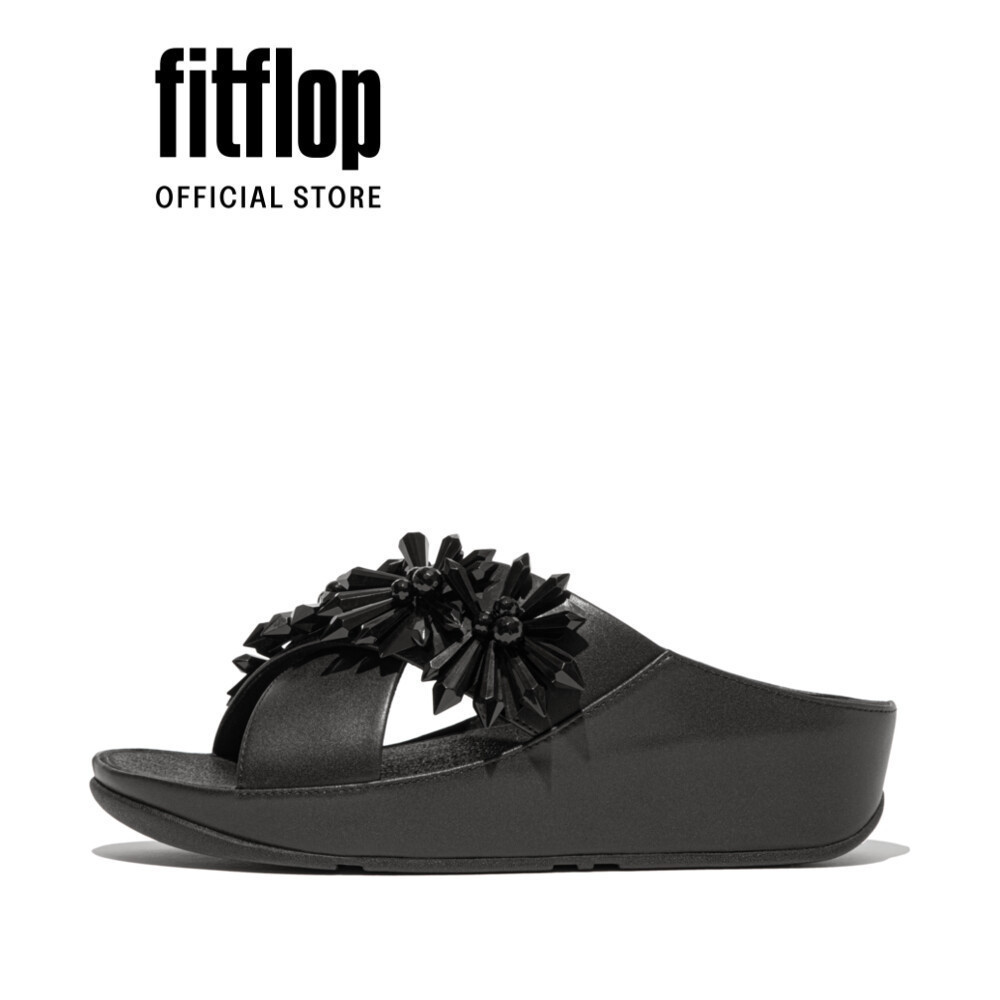 Dép Xăng Đan Nữ FitFlop Kim Loại RUMBA Starburst Chéo - Black - FOT - ID8-001