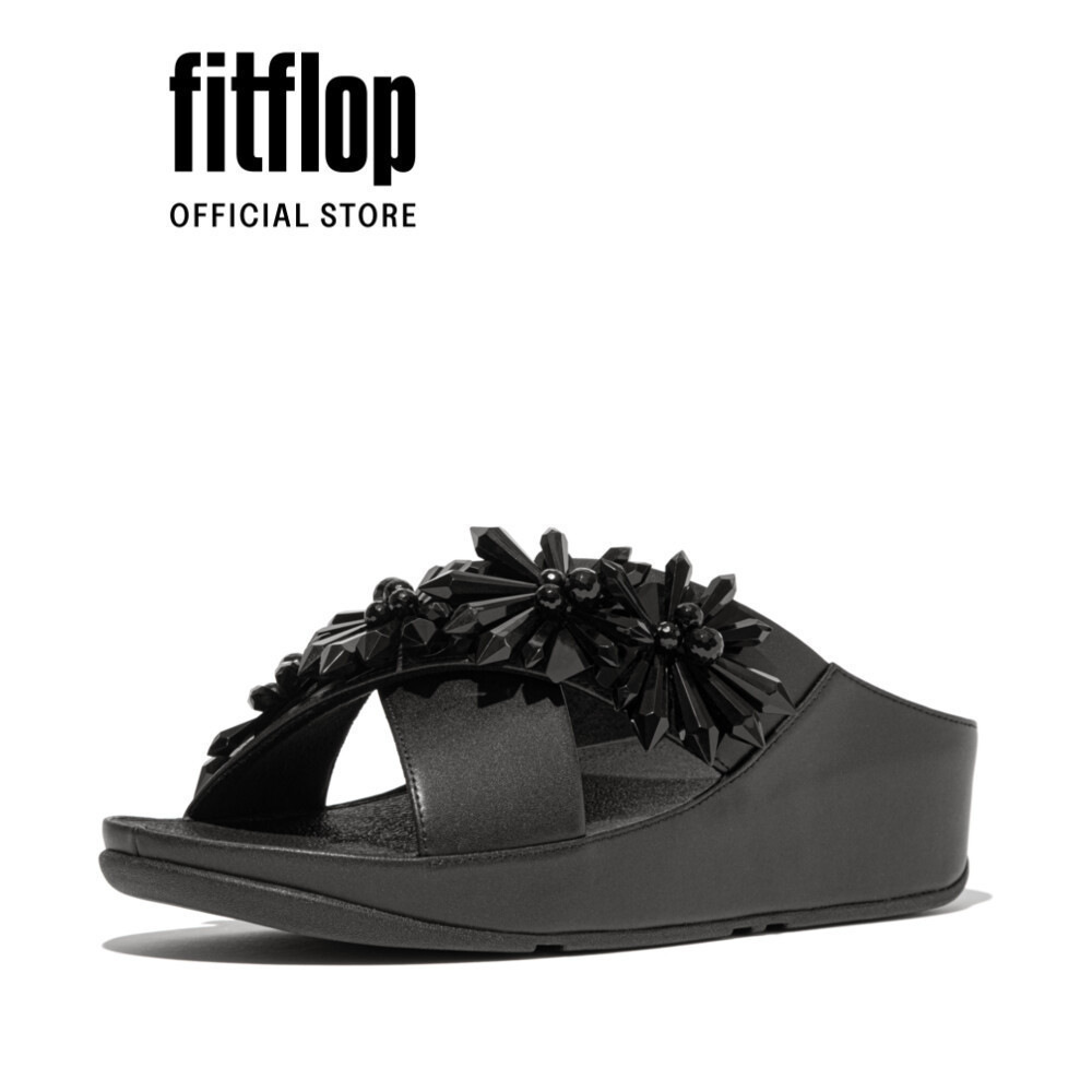 Dép Xăng Đan Nữ FitFlop Kim Loại RUMBA Starburst Chéo - Black - FOT - ID8-001