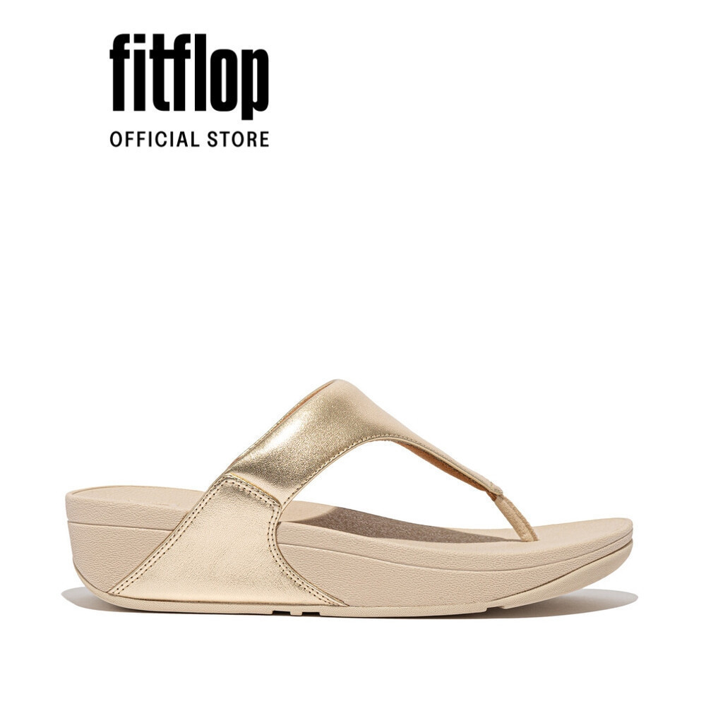 Dép Xỏ Ngón Nữ FitFlop LULU Leather Toepost - Platino - FOT - I88-675