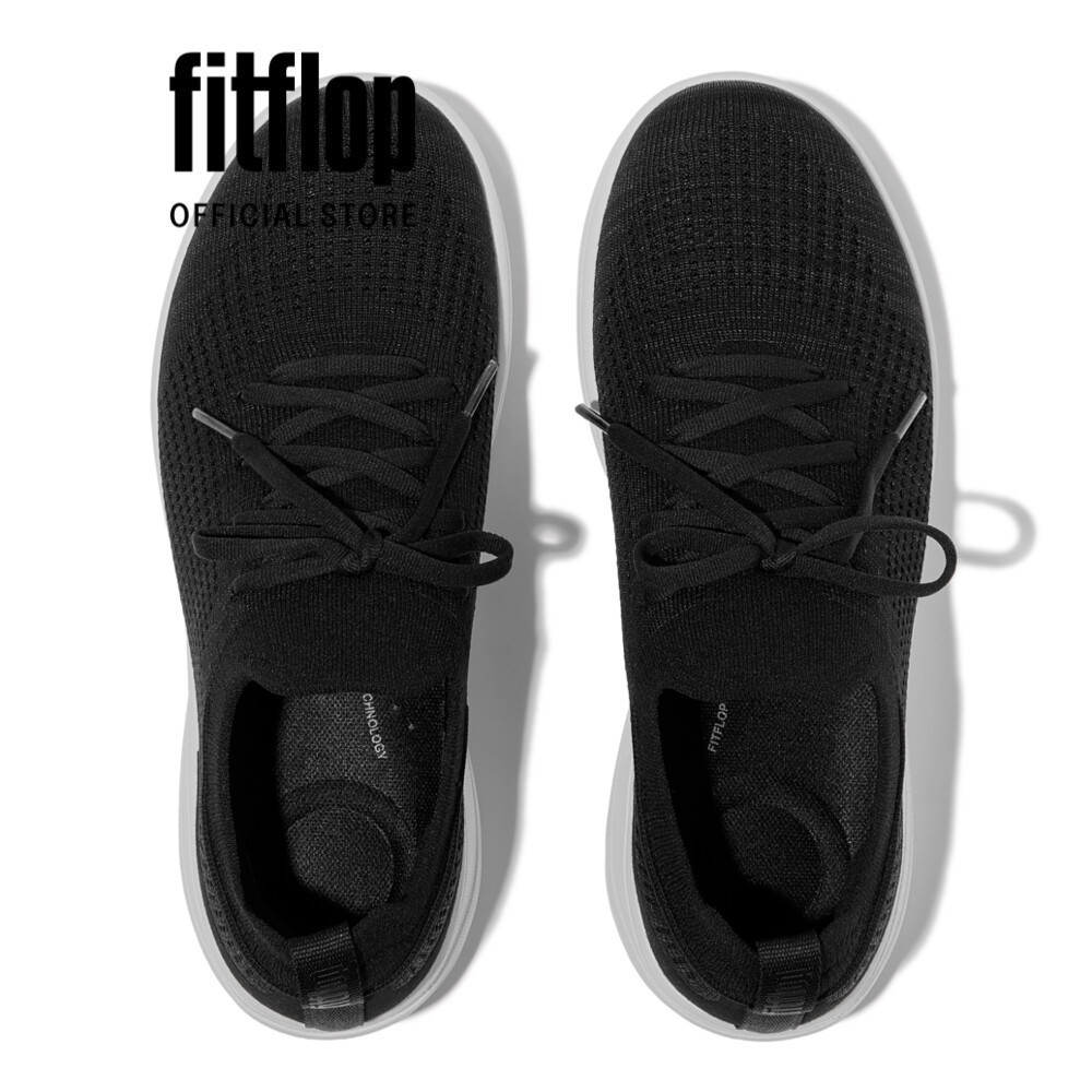 Giày Thể Thao Nữ FitFlop Dệt SUPER-Q Có Dây - Black - FOT - JH9-001